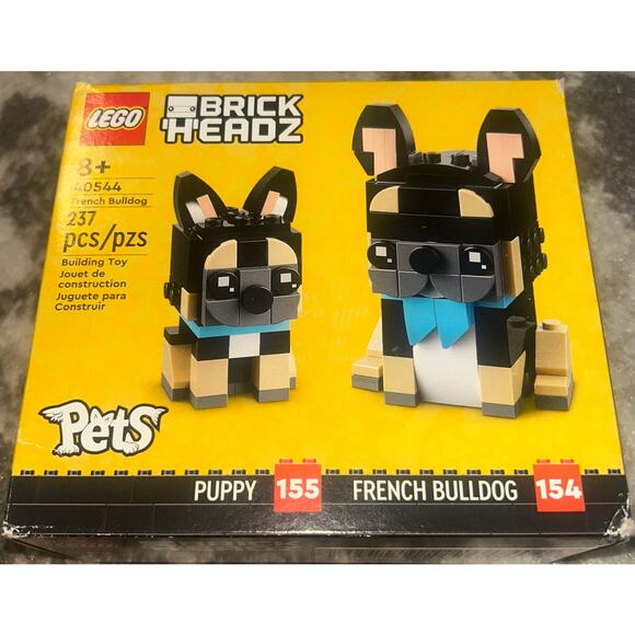 LEGO Brickheadz French Bulldog and Puppy Building Set (NWT)